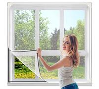 Magnetic Fly Screen Window, Adjustable Fly Net for Windows Max 120 x 100 cm(47''x 39''), Easy Installation Mosquito Net, Window Mesh Insect Screen Keep Bugs Flys Mosquitoes Pollen Out (White)