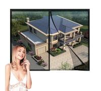 Magnetic Fly Screen Window Curtain,145x230cm Screen Magnetic Fly Door Screen Double,Automatic Heavy Duty Mosquito Net for Fine Doors Window Balcony Black