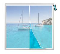 Magnetic Fly Screen Window Fly Screen White 115x110cm Self Sealing Hands Free Full Frame Door Curtain with Heavy-Duty Mesh for Anti Mosquito or Anti Pest