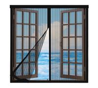 Magnetic Fly Screen Window,Fly Screens Mesh 115x115cm,Window Fly Screen with Hook Sticky Tapes,Easy Installation,Insect Screen Window Keep Bugs/Flys/Mosquitoes Out,Black