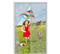 Magnetic Fly Screen Window Grey 130x210cm Anti Mosquito Door Screen Mesh Curtain-with Magnet Hook&Loop Hands Free Walk Through Easily for Balcony Patio Doors Customizable