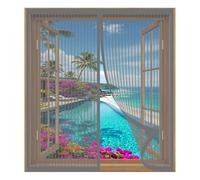 Magnetic Fly Screen Window Large 40 x 110 cm Easy Installation No Drilling Or Screwing Adjustable DIY Window Screen for Windows Nets to Keep Bugs Out, Grey