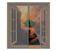 Magnetic Fly Screen Window Large 80 x 120 cm Easy Installation No Drilling Or Screwing Powerful Magnets Snap Shut Automatically for Windows Nets to Keep Bugs Out, Grey