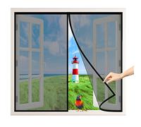 Magnetic Fly Screen Window Mesh, 80x90 cm Screen Curtain, Insect Window Screen, with Full Frame Magic Tape and Push Pins, Black P