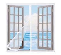 Magnetic Fly Screen Window Net 60x110cm,Mosquito Net for Windows,Insect Screen Window Mesh Curtain,Magnetic Window Screen with Self-Adhesive Tape,Shuts Automatically,Without Drilling,White