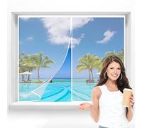 Magnetic Fly Screen Window White 60x110cm Heavy Duty Mesh Curtain-Easy to Install Without Drilling-Pet and Kid Friendly Keep Away from Mosquitoes Insects