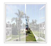 Magnetic Fly Screen Window White 85x100cm Mosquito Net for Windows with Magnets, Shuts Automatically, Mesh Fly Curtain Mosquito Insects Net Screen Door, for Balcony Patio Sliding Glass Window