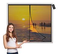 Magnetic Fly Screen Window with Magnets 95x70cm Black with Heavy-Duty Anti Mosquito Mesh No Gap-Washable Mesh for Patio Balcony Garage Cellar