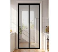 Magnetic Fly Screens 118 x 188 cm Full Frame Magic Tape Kid and Pet Friendly Duty Door Screen with Powerful Magnets Keeps Bugs Out Easy to Install Without Drilling, Black