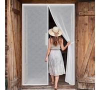 Magnetic Fly Screens 220 x 298 cm Full Frame Magic Tape Kid and Pet Friendly Fly Insect Screen Door Keep Bugs Out & Lets Fresh Air in Easy to Install Without Drilling, White