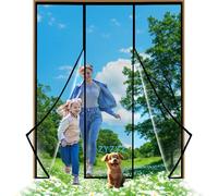 Magnetic Fly Screens, 250x200cm Black Heavy Duty Door Screen, Anti Mosquito Mesh Fly Curtain with Powerful Magnets & Full Frame Magic Tape, Keep Bugs Out & Lets Fresh Air in