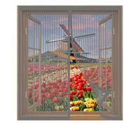 Magnetic Fly Screens 80 x 60 cm Easy Installation No Drilling Or Screwing Magnetic Fly Screen Door Window for Windows Nets to Keep Bugs Out, Grey