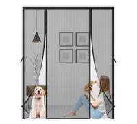 Magnetic Fly Screens Door,Double Door Screen Curtain, Anti Mosquito Mesh Fly Curtain,Powerful Magnets and Full Frame Magic Tape,Without Drilling for Sliding Door, Patio Door,155x185cm,Black
