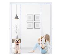 Magnetic Fly Screens Door,Double Door Screen Curtain, Anti Mosquito Mesh Fly Curtain,Powerful Magnets and Full Frame Magic Tape,Without Drilling for Sliding Door, Patio Door,150x190cm,White