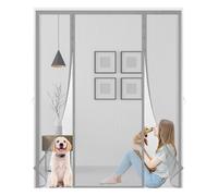 Magnetic Fly Screens Door,Double Door Screen Curtain, Anti Mosquito Mesh Fly Curtain,Powerful Magnets and Full Frame Magic Tape,Without Drilling for Sliding Door, Patio Door,150x205cm,Grey