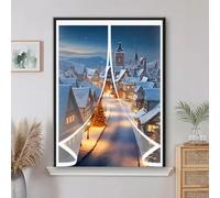 Magnetic Fly Screens for Curtain 46 x 48 cm Warm Winter, Windproof Soundproofing, Windproof Waterproof, Thermal See-Through Insulated Winter Curtain for Balcony, Patio, A