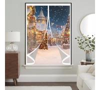 Magnetic Fly Screens for Curtain 58 x 86 cm Weatherproof Winter Warm Screen, Warm Winter, Windproof Waterproof Thermal Magnetic Curtain for Bedroom, Kitchen, A