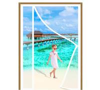 Magnetic Fly Screens for Door 145x195cm Double Door Screen Mesh Curtain Self Sealing Hands Free Magnetic Curtain Keeps Bugs Out for Sliding Glass Doors Patio Cellar White