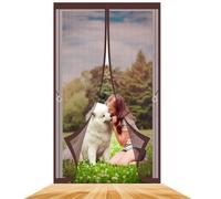Magnetic Fly Screens for Doors 100 x 201 cm Keeping Out Flies & Bug, Keep Fresh Air in Heavy Duty Bug Mesh Curtain Hundreds of Sizes for Bedroom/Balcony/Kitchen, Etc., Brown