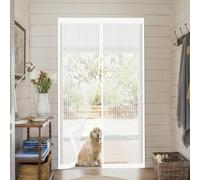 Magnetic Fly Screens for Doors 100 x 203 cm Keeping Out Flies & Bug, Keep Fresh Air in Magnetic Fly Insect Screen Door Kid and Pet Friendly for Balcony/Children's Room, White