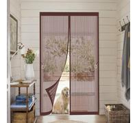 Magnetic Fly Screens for Doors 100 x 209 cm Keeping Out Flies & Bug, Keep Fresh Air in Magnetic Fly Insect Screen Door Kid and Pet Friendly for Balcony/Children's Room, Brown