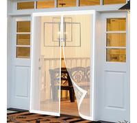 Magnetic Fly Screens for Doors 100 x 218 cm Keeping Out Flies & Bug, Keep Fresh Air in Fly Screen Door Easy to Install Without Drilling for Double Doors, French Etc., White