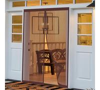 Magnetic Fly Screens for Doors 124 x 208 cm Keeping Out Flies & Bug, Keep Fresh Air in Fly Screen Door Easy to Install Without Drilling for Double Doors, French Etc., Brown
