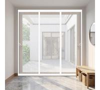 Magnetic Fly Screens for Doors 144 x 291 cm Keeping Out Flies & Bug, Keep Fresh Air in Magnetic Fly Insect Screen Door Kid and Pet Friendly for Basement Door, Balcony, White