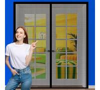 Magnetic Fly Screens for Doors 209 x 221 cm No Drilling Heavy Duty Bug Mesh Curtain Powerful Magnets for Living Room, Bedroom, Black
