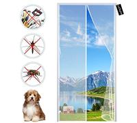 Magnetic Fly Screens for Doors 75x230cm(30x91inch) Mesh Fly Curtain - with Full Frame Magic Tape Powerful Magnets - Without Drilling Top-to-Bottom Seal Automatically - for Patio Balcony White