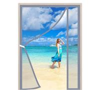 Magnetic Fly Screens for Doors Grey 90x180cm Left Right Side Opening with Full Frame Magic Tape and Powerful Magnets That Snap Shut Automatically for Keep Fresh Air in and Anti Mosquito