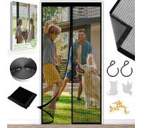 Magnetic Fly Screens for Doors - Heavy Duty Bugs Door Screen 110X220cm with Powerful Magnets and Full Frame Magic Tape, Fly Nets for Doors Without Drilling, Suitable for Patio Doors Balcony Bedroom