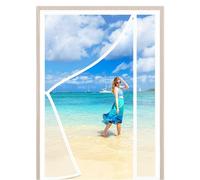 Magnetic Fly Screens for Doors White 260x200cm Left Right Side Opening with Full Frame Magic Tape and Powerful Magnets that Snap Shut Automatically for Keep Fresh Air in and Anti Mosquito
