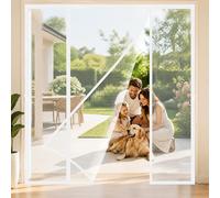 Magnetic Fly Screens for Double Doors White 240x290cm Extra Wide Left Right Magnets Heavy Duty Mesh Curtain Double Opening for Maximum Convenience