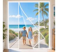 Magnetic Fly Screens for French Doors 200x265cm Extra Wide Left Right Mesh Curtain Anti Mosquito Pet & Kid Friendly for Homes with Generous Garden Access and Patio Doors White