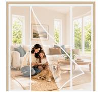 Magnetic Fly Screens for Patio Doors 230x240cm Extra Wide Left Right Door Screen Mesh Insect Protection No Gap for Modern Homes with Big Glass Doors and Open-Plan layouts White