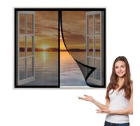 Magnetic Fly Screens for Window 110 x 90 cm(43 x 35inch), Mosquito Insects Mesh Curtain, Durable Transparent for French Doors/Sliding Glass Doors/Patio Doors, Black
