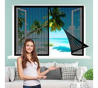 Magnetic Fly Screens for Window, 140 x 90 cm Anti Mosquito Mesh Curtain, Durable Transparent for Window, Window Transparent Fly Screen, Black