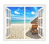 Magnetic Fly Screens for Windows 60x110cm, White Insects Screen Full Frame Loop Mesh Window Curtains Magnetic Window Fly Screen Net Double Door Screen-Keep Fresh Air in & Bugs Out