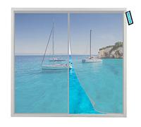 Magnetic Fly Screens for Windows 70x60cm Grey with Full Frame Magic Tape and Powerful Magnets That Snap Shut Automatically for Keep Fresh Air in and Anti Mosquito