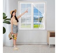 Magnetic Fly Screens for Windows 90 x 110 cm Bug Screen Window Magnetic Fine Mesh Durable Polyester No Drilling Or Screwing with Self-Adhesive Tapes, White