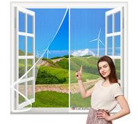 Magnetic Fly Screens for Windows White 80x110cm Window Fly Screen Net with Self-Adhesive Tape, Easy Installation Keep Bugs/flys/Mosquitoes Out Keep Fresh air in & Bugs Out,Easy to Install
