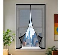 Magnetic Fly Screens Windows 115 x 120 cm Keep Fly Mosquito Out Screen for Window Easy Installation for Living Room Bedroom Offfice, Black