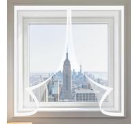 Magnetic Fly Screens Windows 115 x 125 cm Keep Fly Mosquito Out Mosquito Net Window Insect Screen Mesh Easy Install for Window, Bedroom, Living Room, Kitchen Patio, White