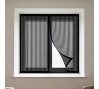 Magnetic Fly Screens Windows 170 x 145 cm with Selfadhesive Fly Screen for Window Fine Mesh Design Prevents Tiny Insects from Entering for Windows Doors and Patio Screens, Black