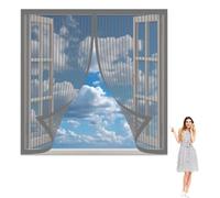 Magnetic Fly Screens Windows 60 x 155 cm Selfadhesive Tape Magnetic Window Screen Insect Mesh with Installation Accessories for Living Room Bedroom Offfice, Grey