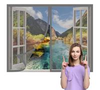 Magnetic Fly Screens Windows 70 x 130 cm Selfadhesive Tape Fly Bug Bee Protection Screen Easy Install for Window, Bedroom, Living Room, Kitchen Patio Window, Grey