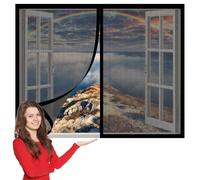 Magnetic Fly Screens Windows 70 x 130 cm with Selfadhesive DIY Window Bug Screen Kit Mosquito Easy Install for Windows Doors and Patio Screens, Black