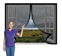 Magnetic Fly Screens Windows 70 x 145 cm Selfadhesive Tape Magnetic Window Fly Screens Excellent Ventilation While Blocking Bugs for Living Room Bedroom Offfice, Black
