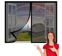 Magnetic Fly Screens Windows 80 x 100 cm Selfadhesive Tape Magnetic Window Fly Screen Insect Mesh Custom Size for Window, Bedroom, Living Room, Kitchen Patio, Black